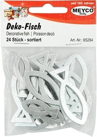 Deko Fische 24 Holz Streuteile silber