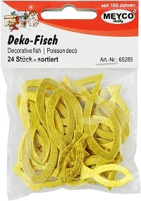 Deko Fische 24 Holz Streuteile gold