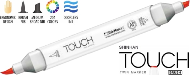 ShinHanart TOUCH TWIN Brush Marker mit Pinsel & Keilspitze