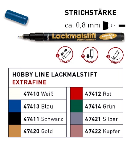KREUL Lackmarker fine Hobby Line Lackmalstift Copic-Marker Metallmarker silber