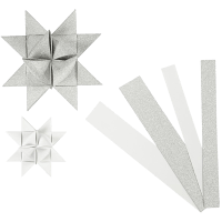 Papierstreifen Set Fröbelsterne - Glitter & Lack - Weiß