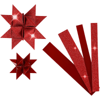 Papierstreifen Set Fröbelsterne - Glitter & Lack - Rot